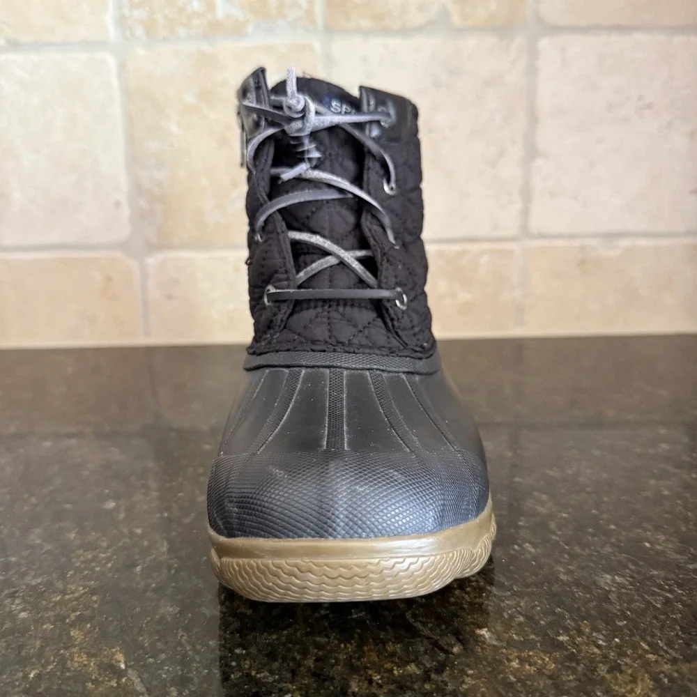 Sperry‎ Quilted Nylon Duck Boots Size 9M Women's Black STS81733 Waterproof